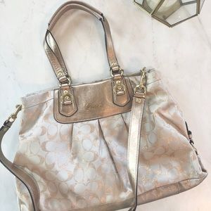 Coach Glam Signature Poppy Gold Metallic Tote bag